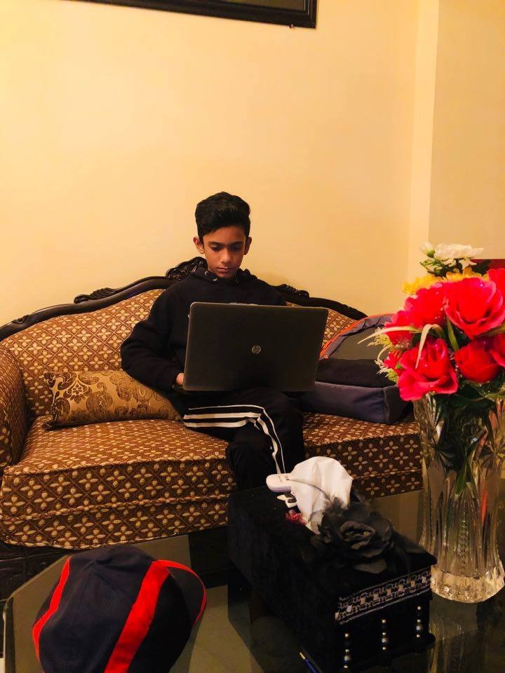 Childhood photo using sisters laptop